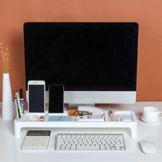 멀티 모니터 받침대 정리 선반 앞수납 정리대 받침대 (화이트)